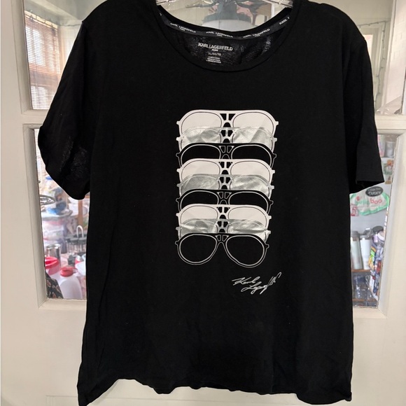 Karl Lagerfeld Tops - Karl Lagerfeld Black Tee with Sunglasses Design